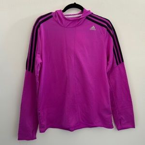 Adidas Performance Climalite Response Purple Hooded Long Sleeve Top Size Large